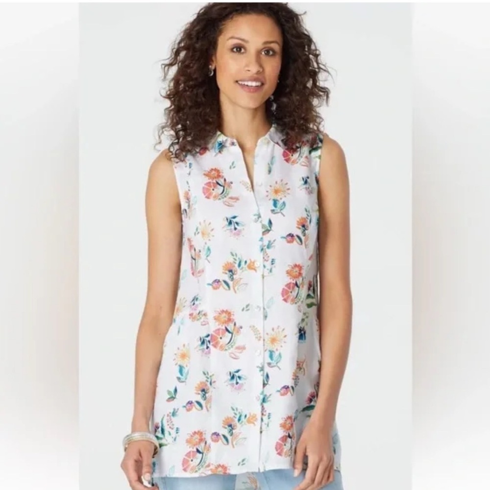 J. Jill 100% linen Floral Sleeveless Women's Top size S